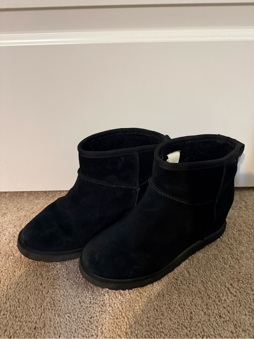 UGG Black Suede Short Winter Boots